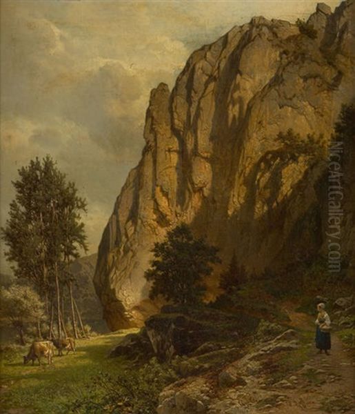 Bord De L'ourthe Oil Painting by Jean Francois Xavier Roffiaen