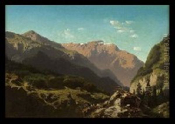 Alps Oil Painting by Jean Francois Xavier Roffiaen