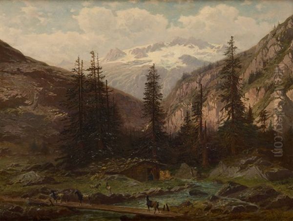 Vue Du Glacier Pres De Berne Oil Painting by Jean Francois Xavier Roffiaen