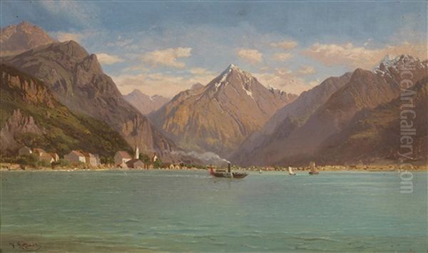 Blick Auf Fluelen Am Vierwaldstattersee Oil Painting by Jean Francois Xavier Roffiaen