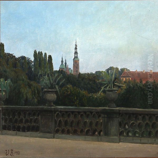 View From The Botanical Garden To Rosenborg Oil Painting by Victor Borregaard