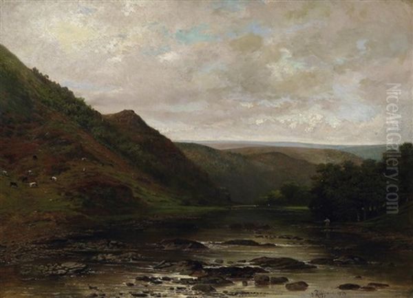 Stilles Flustal In Den Ardennen Oil Painting by Jean Francois Xavier Roffiaen