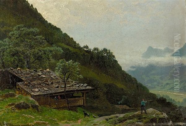 Vallee De La Reuss, Au Dessus De Fluelen Oil Painting by Jean Francois Xavier Roffiaen