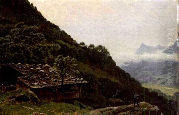 Vallee De La Reuss, Au Dessus De Fluelen Oil Painting by Jean Francois Xavier Roffiaen