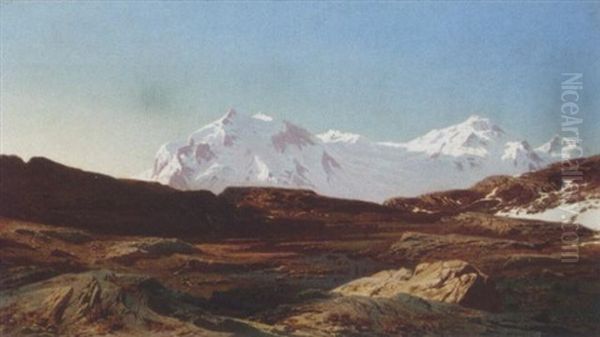 Mount Rosa Oil Painting by Jean Francois Xavier Roffiaen