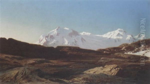 Mount Rosa Oil Painting by Jean Francois Xavier Roffiaen