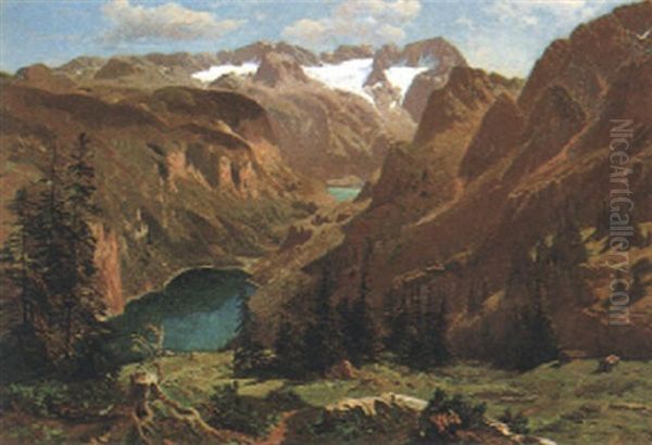 Blick Auf Das Dachsteinmassiv Oil Painting by Jean Francois Xavier Roffiaen