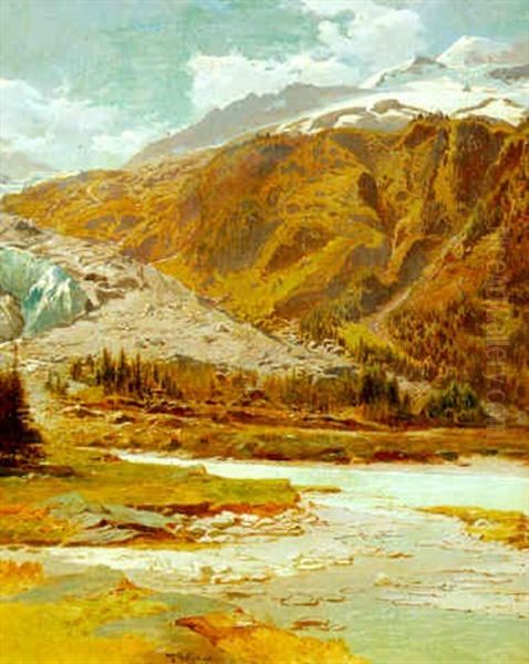 Glacier Le Matin Oil Painting by Jean Francois Xavier Roffiaen