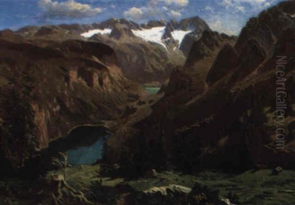 Blick Auf Das Dachsteinmassiv Oil Painting by Jean Francois Xavier Roffiaen