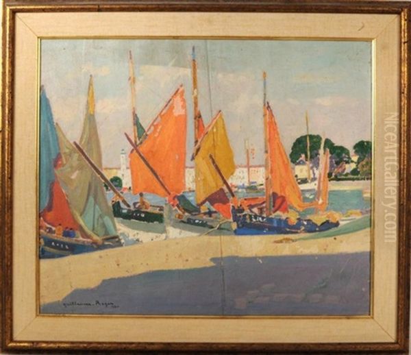 Sailboats, Harbor Oil Painting by Guillaume Georges Roger