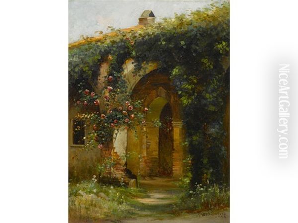 Mission Garden Oil Painting by Charles Albert Rogers