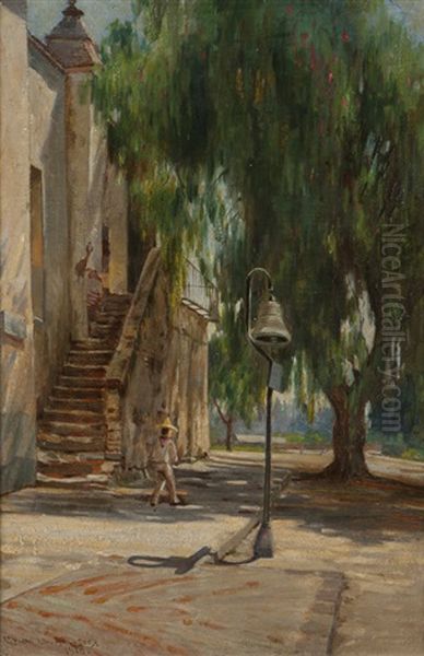 San Gabriel Mission, San Gabriel, Cal Oil Painting by Charles Albert Rogers