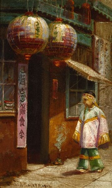 Figure In A Chinatown Alley Oil Painting by Charles Albert Rogers