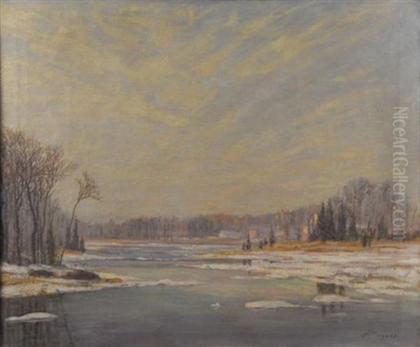 Duxbury Marsh In Winter Oil Painting by Franklin Whiting Rogers