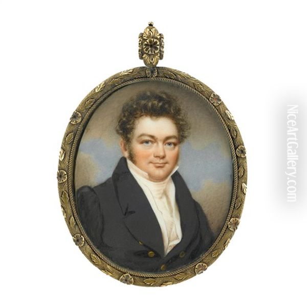 Miniature Portrait Of A Young Man, Circa 1830 Oil Painting by Nathaniel Rogers