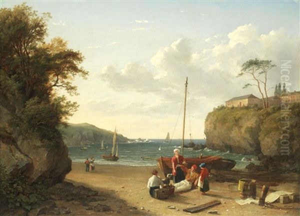 A View Of Port Isaac Oil Painting by Philip Hutchins Rogers