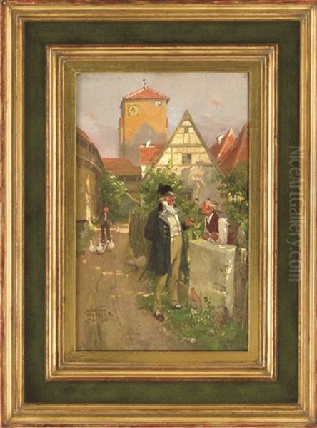 Dorflicher Plausch Oil Painting by Wilhelm Roegge the Younger