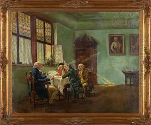 Die Neuesten Nachrichten Oil Painting by Wilhelm Roegge the Younger