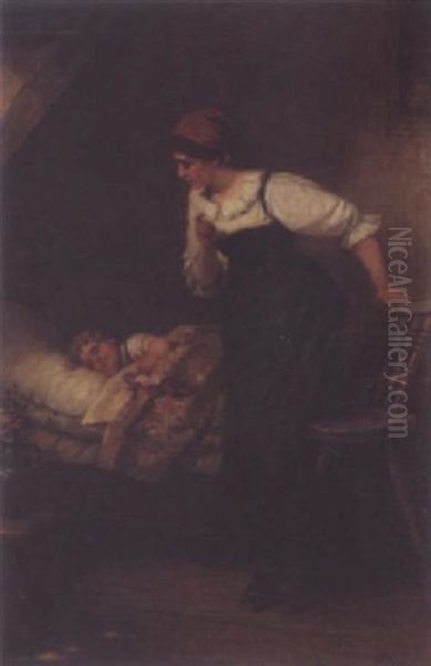 The Sleeping Child Oil Painting by Wilhelm Roegge the Younger