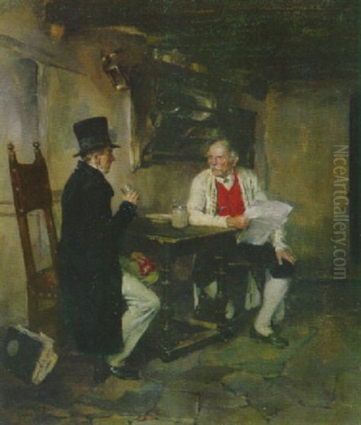 Besuch Des Rechtanwaltes Beim Bauern In Der Stube Oil Painting by Wilhelm Roegge the Younger