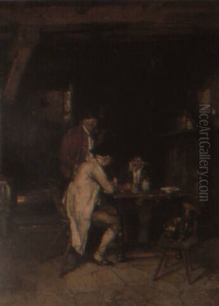 Drei Manner Im Wirtshaus Oil Painting by Wilhelm Roegge the Younger