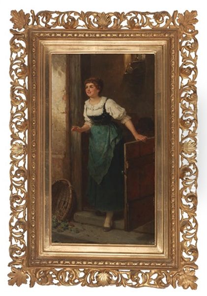 Madchen In Tracht Oil Painting by Wilhelm Roegge