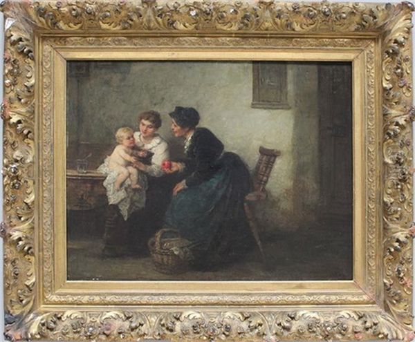 Mutter Mit Kind Und Grossmutter In Der Stube Oil Painting by Wilhelm Roegge