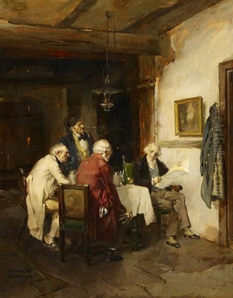 Politische Diskussion Oil Painting by Wilhelm Roegge