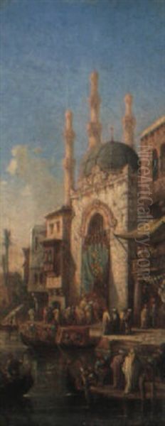 Entree De La Mosquee Oil Painting by Camille Rogier