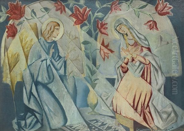 Annunciation Oil Painting by Wladyslaw Roguski