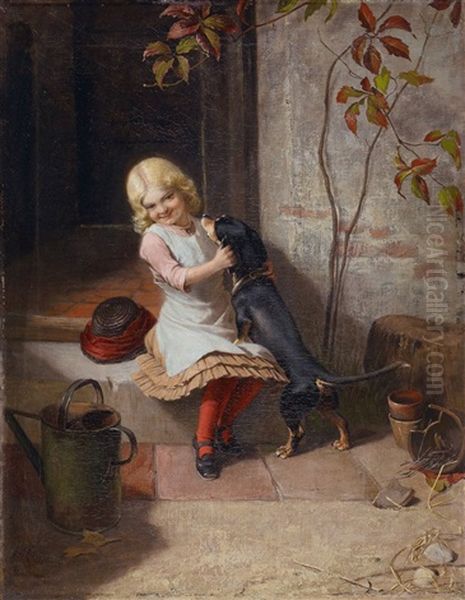 Madchen Mit Hund Oil Painting by Carl Rohde