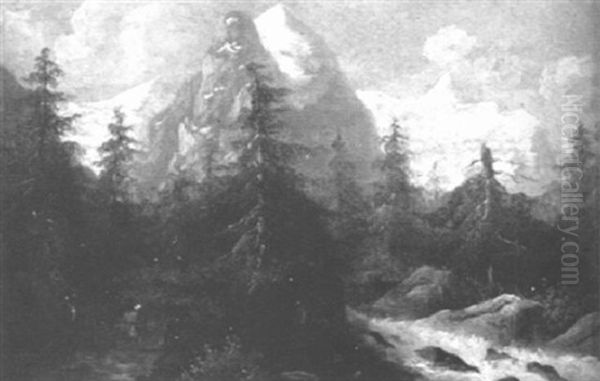 Das Wetterhorn Mit Rosenlauigletscher Oil Painting by Carl (Karl) Rohde