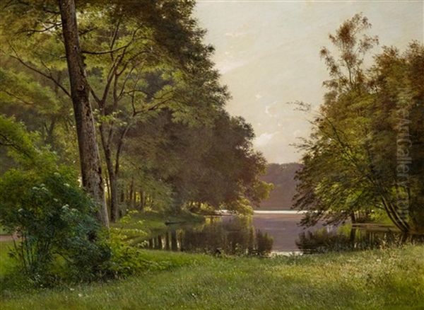 Sommerliche Seenlandschaft Oil Painting by Frederik Niels Martin Rohde