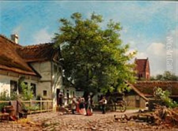 Visiting The Vicarage Oil Painting by Frederik Niels Martin Rohde