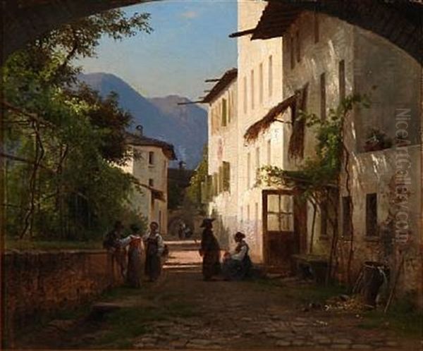 Street View From An Italian Village by Frederik Niels Martin Rohde