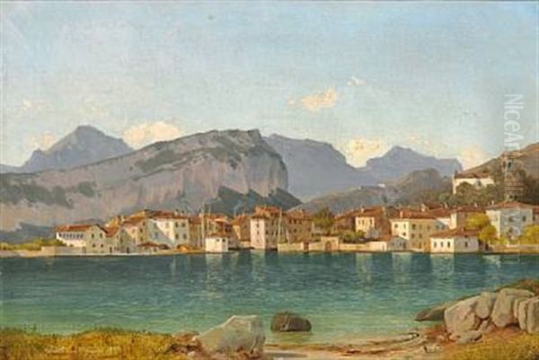 View From Torbole At Lake Garda by Frederik Niels Martin Rohde