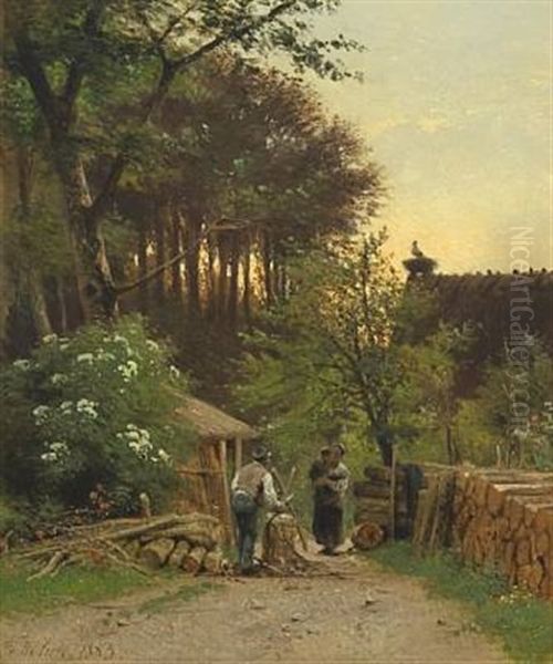 Evening Scenery By A Forest House Oil Painting by Frederik Niels Martin Rohde