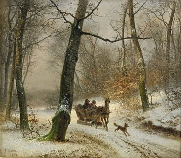 Vinterlandskap Med Slade Oil Painting by Frederik Niels Martin Rohde