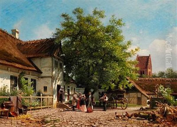 Visiting The Vicarage Oil Painting by Frederik Niels Martin Rohde