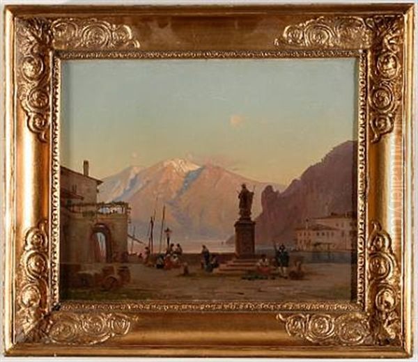 View Of Lake Garda Oil Painting by Frederik Niels Martin Rohde