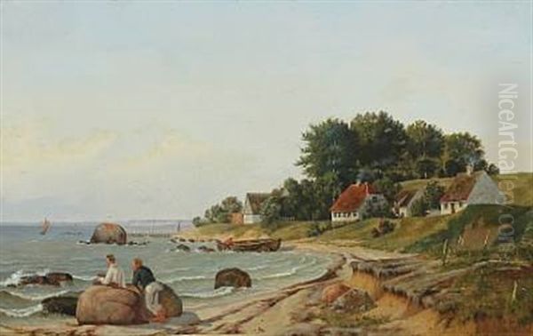 Coastal Scenery Oil Painting by Frederik Niels Martin Rohde