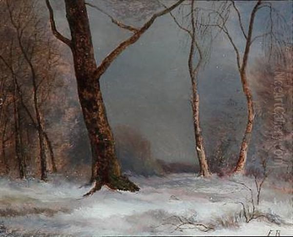 Winter In The Woods Oil Painting by Frederik Niels Martin Rohde