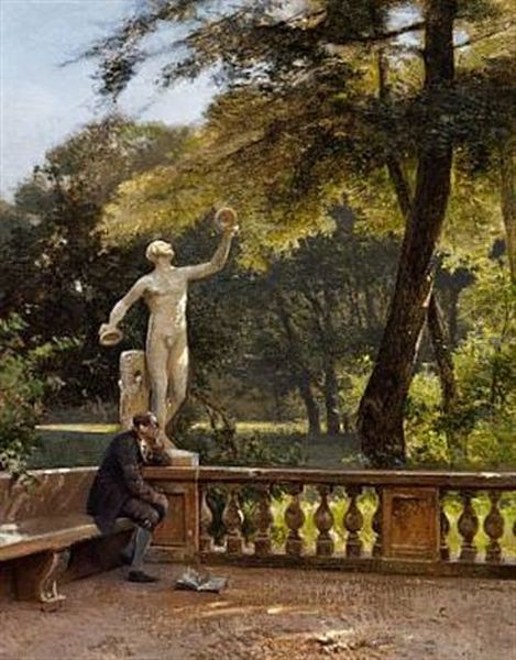 Fra Villa Borghese Oil Painting by Frederik Niels Martin Rohde