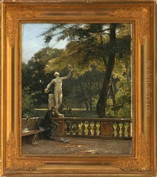 Fra Villa Borghese (from Villa Borghese) Oil Painting by Frederik Niels Martin Rohde