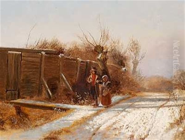 Vintereftermiddag. Motivet Fra Norrejylland Oil Painting by Frederik Niels Martin Rohde