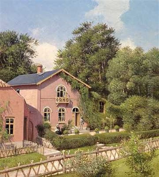 Maleren August Plums Villa I Fredensborg Oil Painting by Frederik Niels Martin Rohde