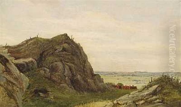 Svensk Landskab Oil Painting by Frederik Niels Martin Rohde