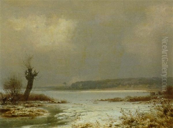 Udsigt Over Frossen So Oil Painting by Frederik Niels Martin Rohde