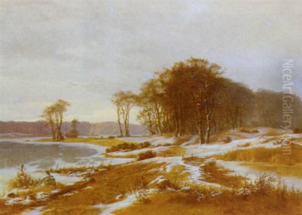 Vinterlandskab Oil Painting by Frederik Niels Martin Rohde