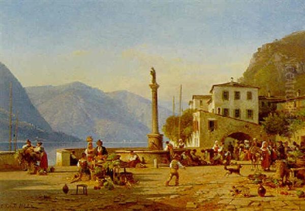 Gade I Bellagio Ved Comosoen Oil Painting by Frederik Niels Martin Rohde